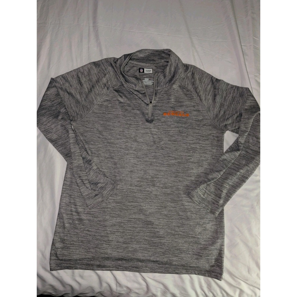 NFL Team Apparel Men's Medium Gray Cincinnati Bengals‎ Long Sleeve Quarter Zip